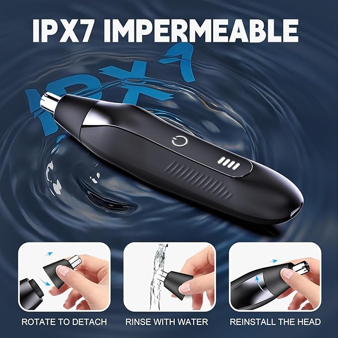 2 in 1 Nose Hair Trimmer for Men - LED Power Display, 16000RPM Motor, Electric Ear & Eyebrow Grooming Kit, Nose Hair Cutter & Remover, Face & Body Clipper, Gift for Male Men Christmas Father's Day