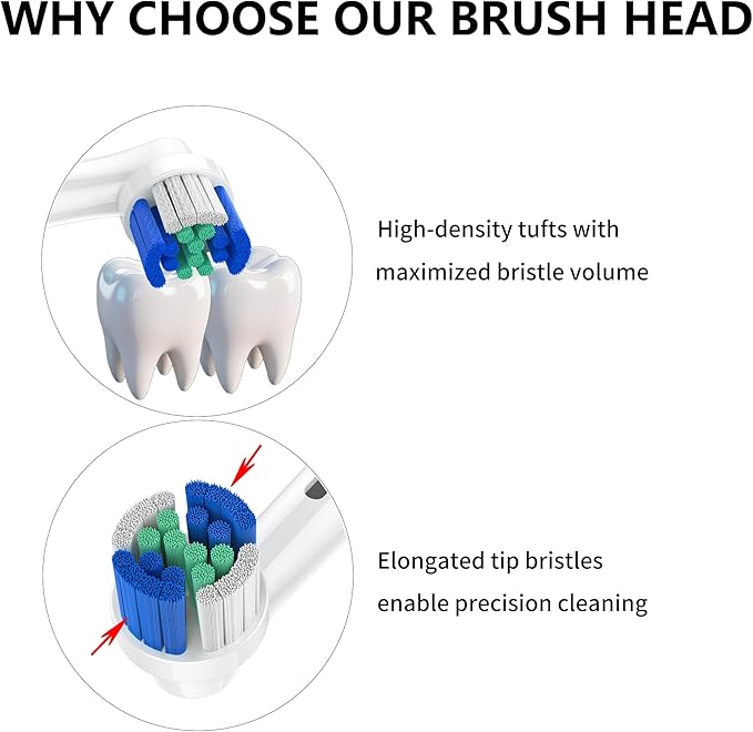 Replacement Toothbrush Heads with Precision Cleaning, 12 Pack with Color-Coded Rings for Family – Compatible with Oral-B Braun, Fits 7000/Pro 1000/500/3000 Series – Medium Stiffness