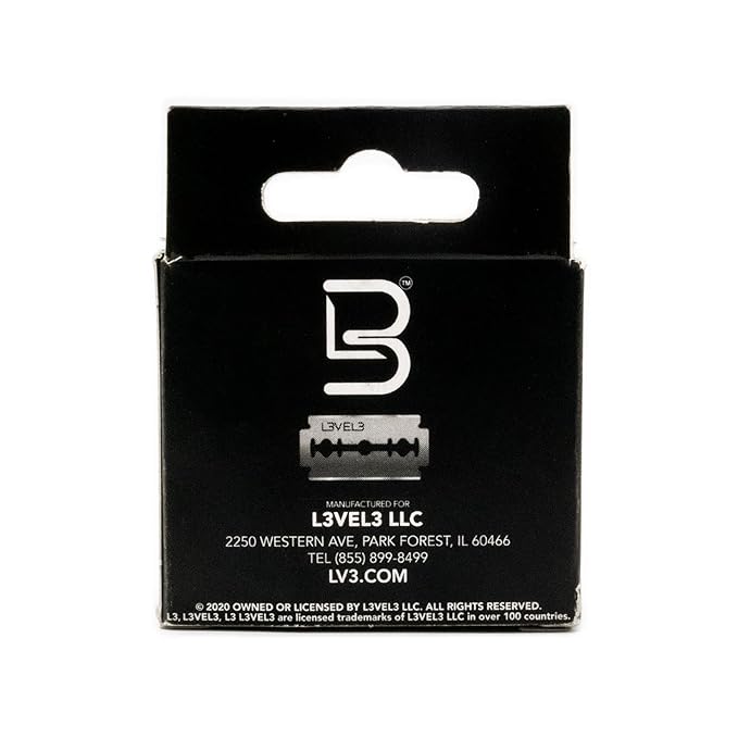L3 Double Edge Razor Blades - Platinum Coated, Razor Blades for the Close Shave - Double Edged Safety Razors - 100 Count