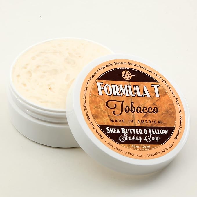 Shaving Soap WSP Formula T (Tobacco) 4 Oz Made with Shea Butter & Tallow