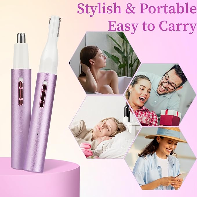 2025 Rechargeable Nose & Ear Hair Trimmer, Dual-Edge Blade Electric Clipper for Women Men, Facial & Eyebrow Hair Removal Tool, Powerful Motor, Painless, Easy to Clean (Multicolor)