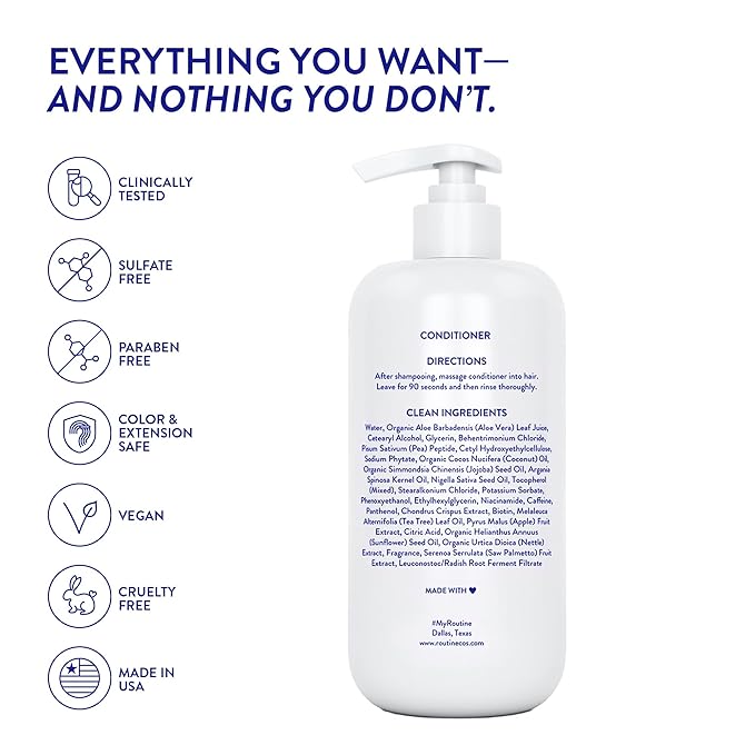 Routine Wellness Anti-Thinning Deep Conditioner for Thinning Hair to Reduce Breakage - CLINICALLY TESTED Formula with DHT Blockers Saw Palmetto, Nettle Oil - Magnolia & Fresh Rain Conditioner