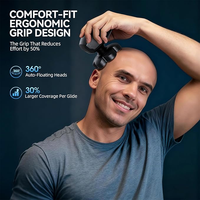 Head Shavers for Bald Men, 7D Electric Razor 10000 RPM High-Speed Mens Head Shaver, LED Display & IPX7 Waterproof for Wet/Dry Use, Fast Rechargeable Shaving Grooming Kit(Black)