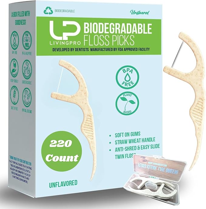 Dental Floss Picks (220 Count) with Travel Case – Thin Single Thread Tooth Flossers, Shred-Resistant Smooth Glide for Plaque Removal, Gentle on Gums | Adults & Kids