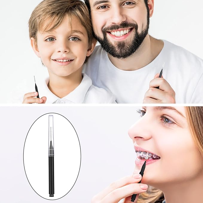 Patelai 50 Pieces Interdental Brush for Cleaner Braces Brush Toothpick Dental Tooth Flossing Head Oral Dental Hygiene Flosser Toothpick Cleaners Tooth Cleaning Tool(Black)