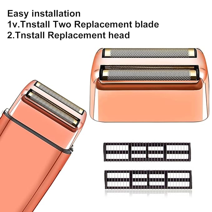 Rose Gold Replacement blades Foil and Cutters Compatible with BaBylissPRO Barberology FXFS2 Shaver foil Replacement Heads(1 pack )