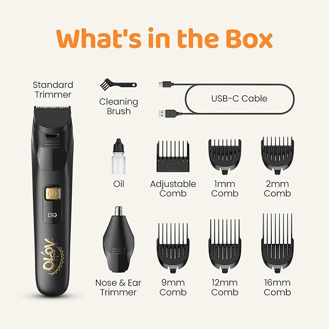 Electric Beard Trimmer for Men,Nose Hair Trimmer & Men's Electric Razor 10-in-1 Grooming Kit Cordless Shaver Gift-Ready for Men(Black)