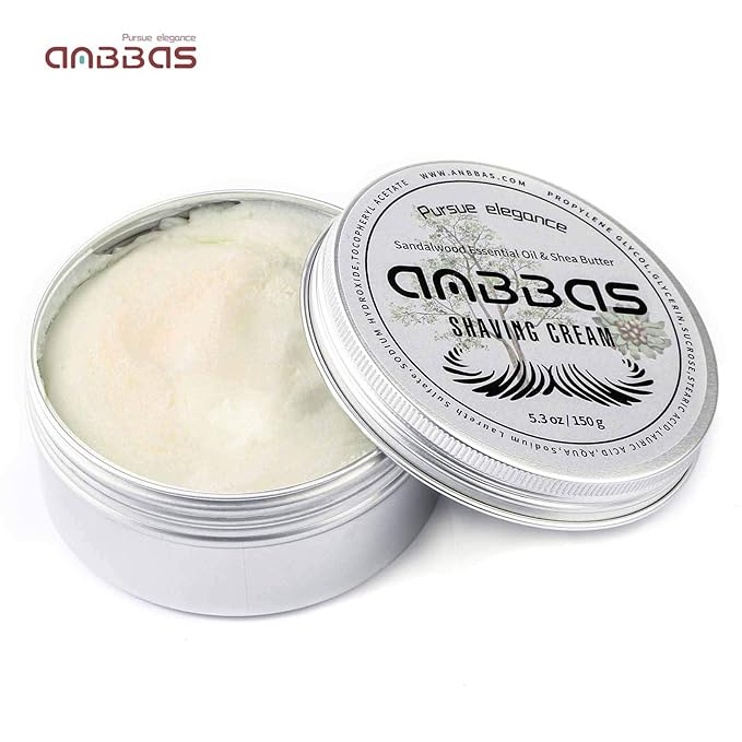 Anbbas 150g Shaving Cream Body Cream for Men Women Wet Shave Latheing,Sensitive Skin,Sandalwood Shea Nut Essential Oil