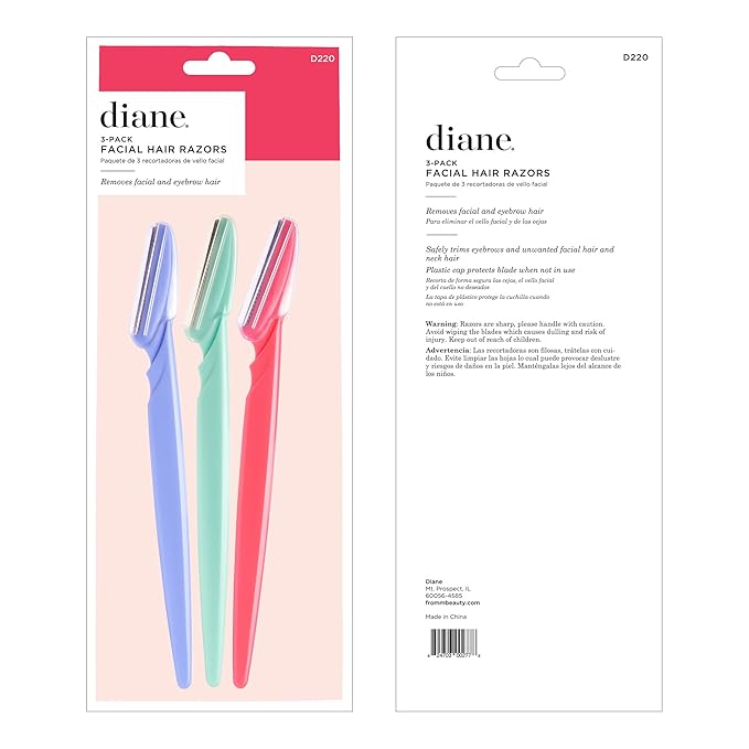 Diane D220 Eyebrow Facial Hair Shaper Trimmer, Dermaplaning Razor - 6 Pack