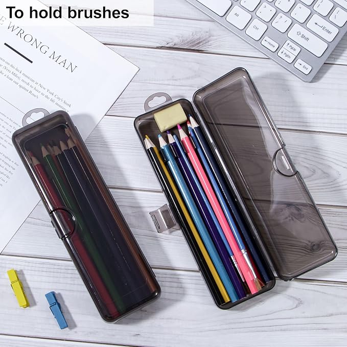 Yeeco Toothbrush Case 4 Packs, Transparent Black Toothbrush Travel Case, Plastic Toothbrush Holder Travel Size, 7.87 x 2.36x 1.18 inches Portable for Traveling Can Palce 2 Toothbrushes