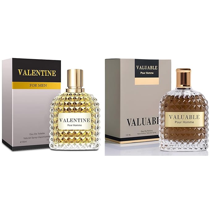Valentin&Valuable Men's Cologne Gift Set - 3.4 Fl Oz Each | Amber Floral & Vanilla Leather Fragrance | Eau de Toilette Duo for Daily & Special Occasions