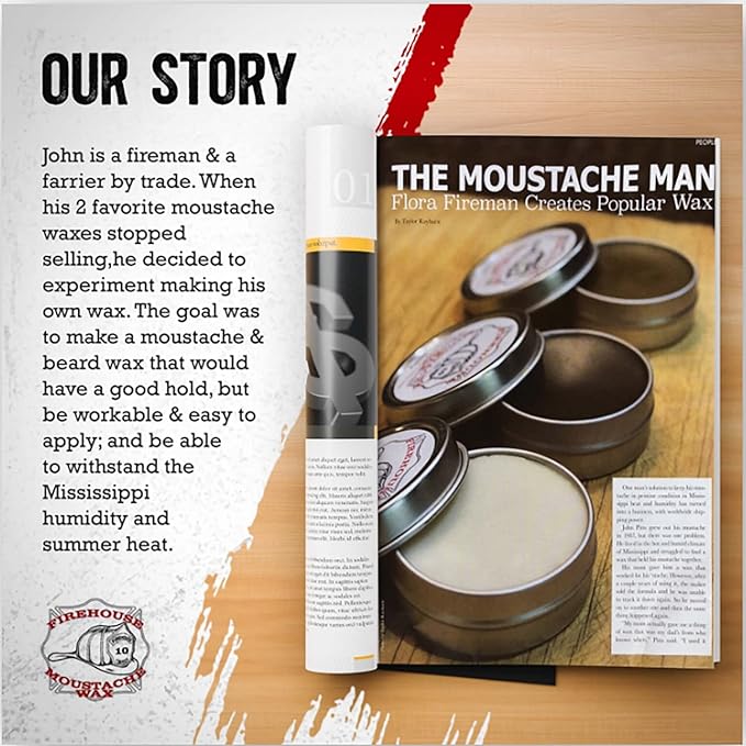 Firehouse Moustache Wax - Made in USA - for Beard & Mustache Shaping - All-Weather, Naturally Scented and Colored Beard Wax (WACKY TACKY, 1 Ounce Tin) - Handmade in Small Batches by John the Fireman
