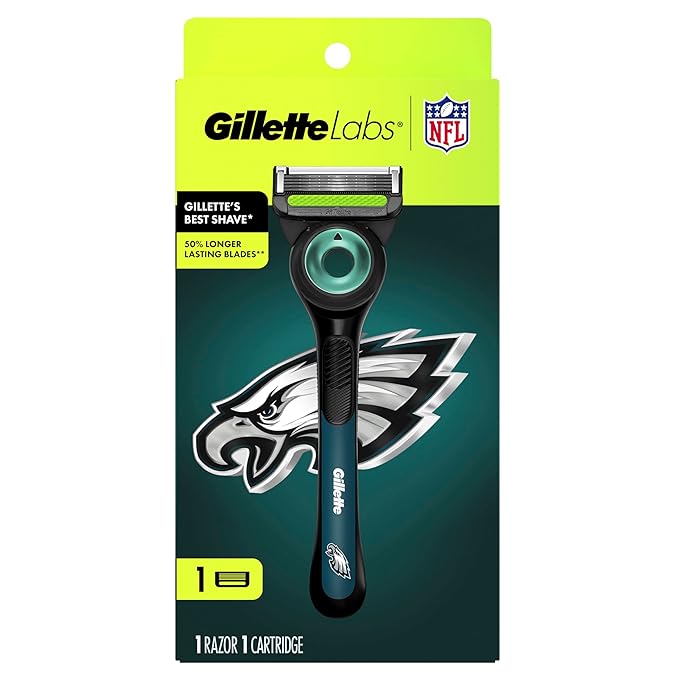 Gillette Labs Special NFL Eagles Edition Shaving Razor for Men - 1 Handle, 1 Razor Blade Refill, Perfect for Game Day Grooming, GilletteLabs with Exfoliating Bar