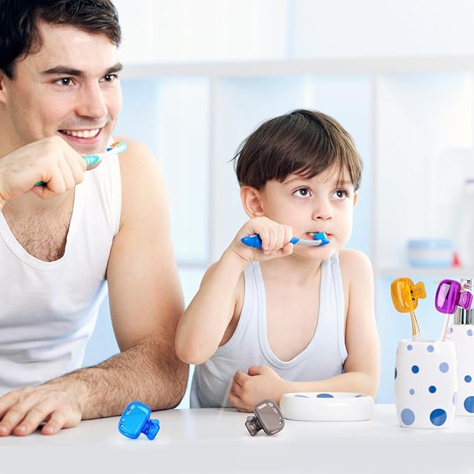 Hxezoc 4 Pack Travel Toothbrush Head Covers Toothbrush Protector Cap Brush Pod Case Protective Portable Plastic Clip for Household Travel, Business, School, Bathroom, Camping