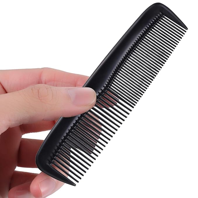 HESTYA 24 Pack Black Pocket Hair Combs Bulk Double Side Hair Cutting Combs 5 Inch Unbreakable Plastic Fine Tooth Comb Barber Beard Mustache Hairbrush Hairdressing Styling Homeless Salon Home Hotel