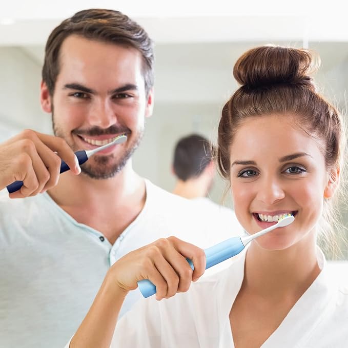 7AM2M Rechargeable Sonic Electric Toothbrush 2 Pack, Soft Toothbrushes for Adults and Kids with 12 Brush Heads, IPX7 One Charge Use for 90 Days, 5 Modes with 2 Minutes Build in Smart Timer