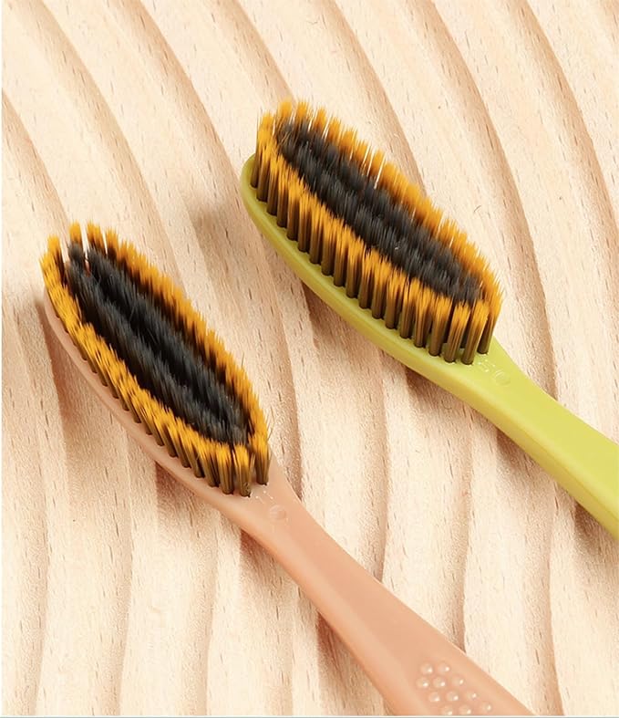 Adult Extra Soft-bristled toothbrush Bamboo Charcoal, Long Toothbrush Head,Periodontist Design Tapered Bristles for Sensitive Teeth & Receding Gums.【Extra soft bristles, 5 Count (Pack of 1)】
