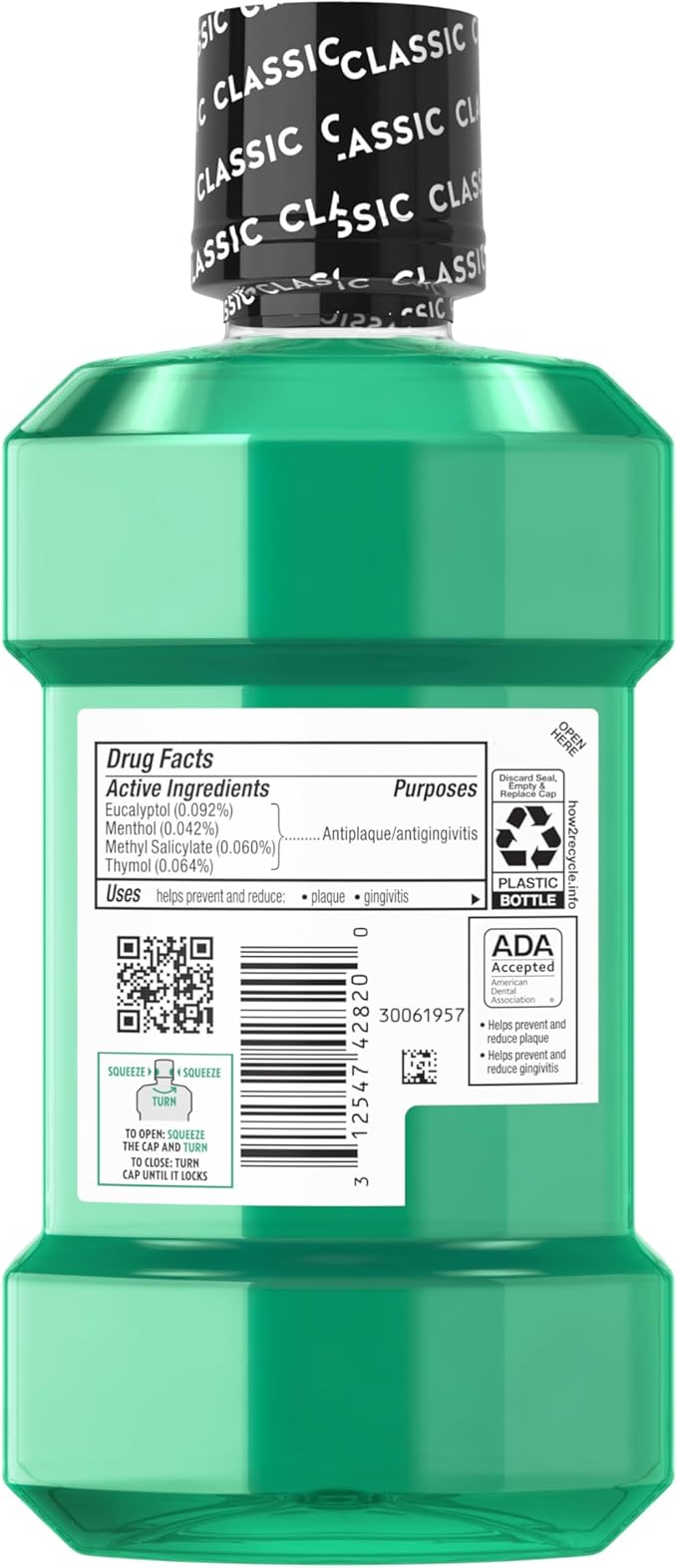 Listerine Freshburst Intense Antiseptic Mouthwash for Bad Breath, Kills 99.9% of Germs that Cause Bad Breath & Fight Plaque & Gingivitis, ADA Accepted Mouthwash, Intense Spearmint, 250 mL