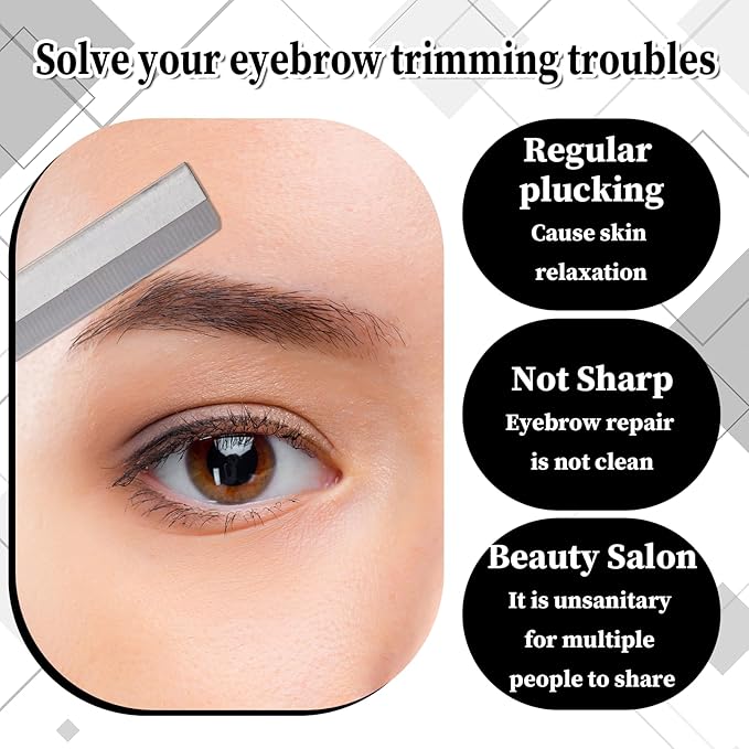 Straight Razor Blades, 40 Pcs Stainless Steel Brow Razor Single Edge Disposable Safety Eyebrow Trimmer Facial Hair Removers Shaving Tools Blade Refills for Men and Women