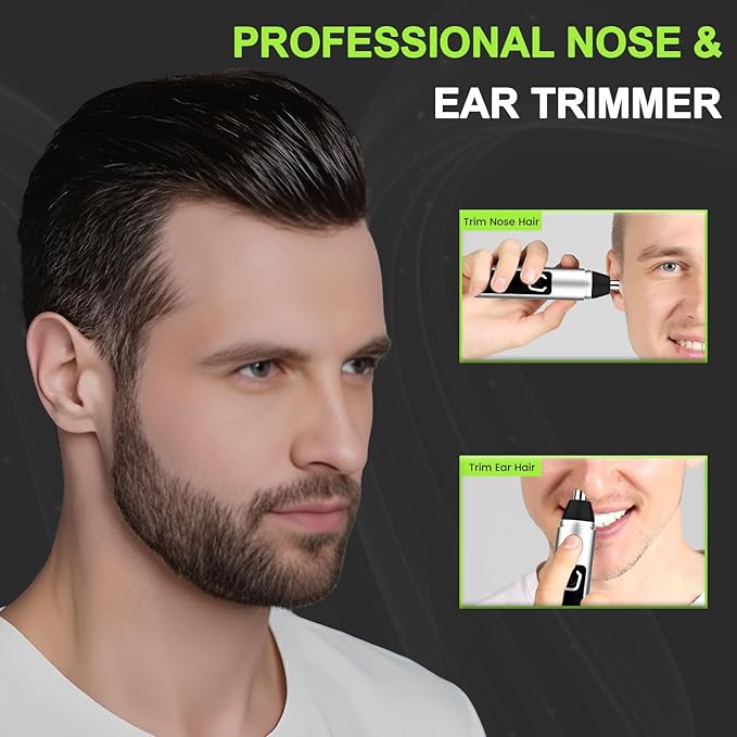 Nose Hair Trimmer for Men Women - Electric Nose Hair Clipper with Replaceable Stainless Steel Blade, Powerful 6500RPM Motor, Wet/Dry Use, Portable USB Rechargeable Design | Silver