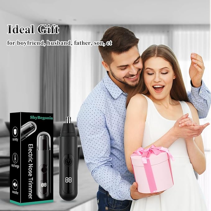 Nose Hair Trimmer for Mens and Women- 2025 Professional Painless Eyebrow & Facial Hair Trimmer for Men Women, Battery-Operated Trimmer with IPX7 Waterproof, Dual Edge Blades for Easy Cleansing Black