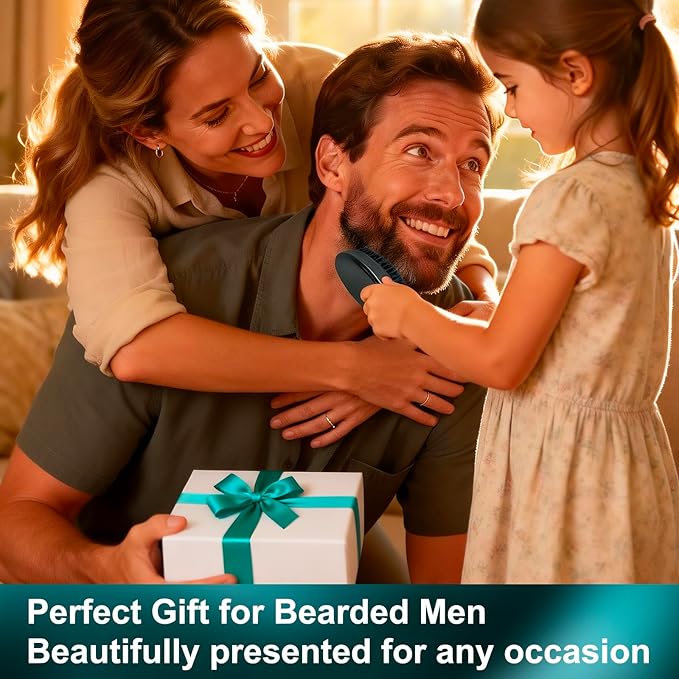 4.3 IN Natural Boar Bristle Beard Brush for Men, Premium Wooden Handle with Boar Bristles - Pocket Travel Mustache Grooming Tool for Husband & Father