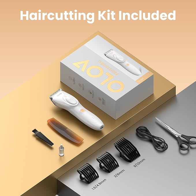 Hair Clippers for Men, Cordless Hair Clipper Kit, Adjustable 4 Length Setting, 2-Speed Settings, Replaceable Ceramic Blade Heads, Rechargeable Hair Clippers for Family (White)