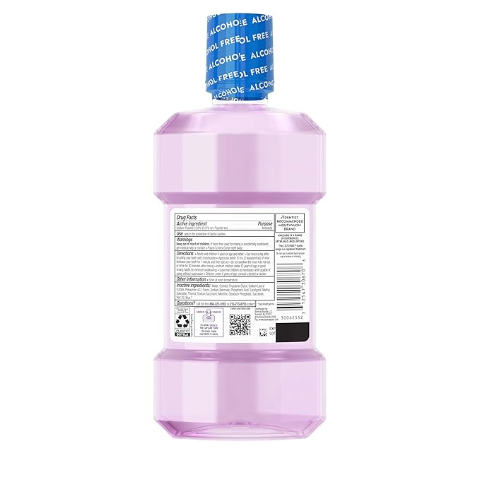 Listerine Total Care Alcohol-Free Mild Mouthwash, 6 Benefit Oral Rinse to Help Kill 99.9% of Germs that Cause Bad Breath, Strengthen Enamel, Mild Mint Flavor, 500 mL