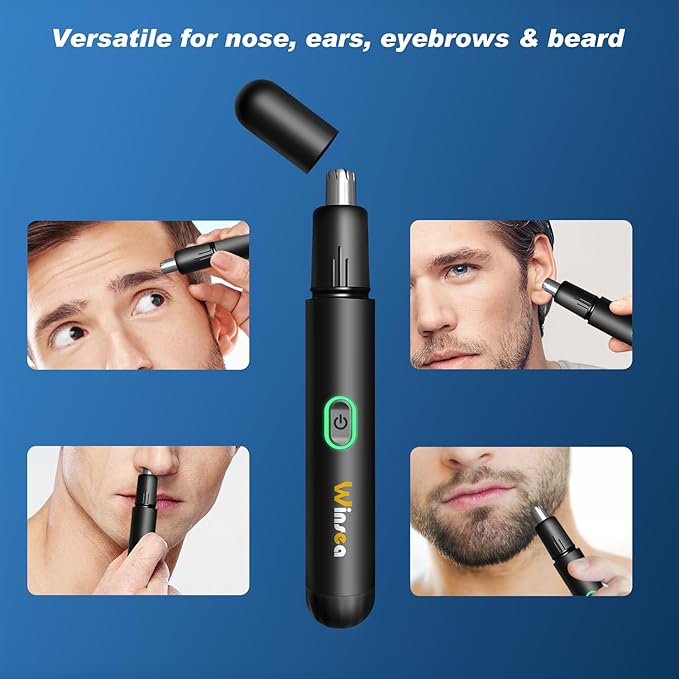 Precision Nose Hair Trimmer – 360° Safe & Efficient Electric Trimming, USB Rechargeable, Waterproof, for Nose, Ear, Eyebrows, and Beard Grooming
