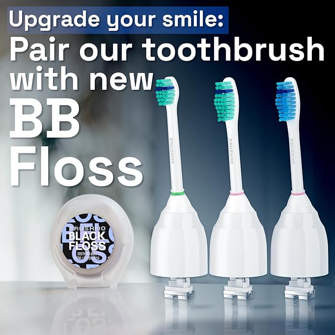 Brushmo e-Series Sensitive Replacement Toothbrush Heads, Compatible with Philips Sonicare Screw-on Electric Toothbrush Handles, 6 Standard Replacement Heads, Ultra Soft Dupont Bristles, BM756, White