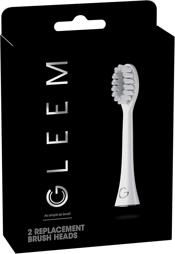 GLEEM Toothbrush Replacement Brush Heads Refill, White, 2 count