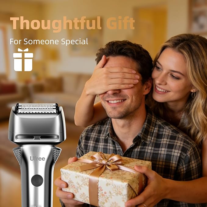 Ufree Foil Shaver with Pop-Up Trimmer, 8,500 RPM Electric Razor for Men, Wet & Dry Electric Shaver with 2 Speed Modes, LED Display, Rechargeable Cordless, IPX7 Waterproof, Silver