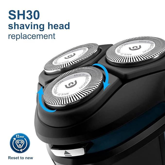 SH30 Replacement Heads Compatible with Philips Norelco 3000, 2000, 1000 Series Shavers and S738 Click and Style, Razor Blades for S1560 Shaver