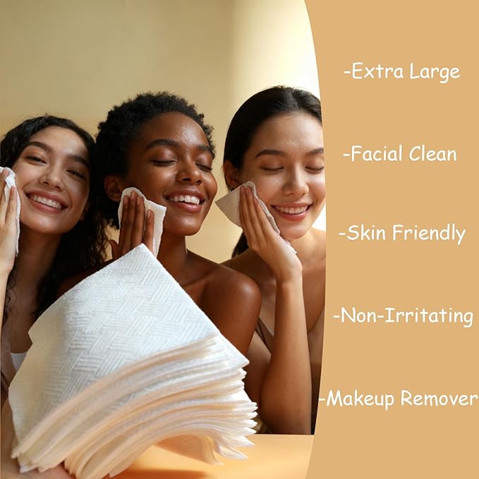 verttech™ Diamond Weave Face Towelettes Disposable XL, 100 Count (2PK), 10"x12" Clean Towels for Face, Disposable Facial Towels & Washcloths, Makeup Remover Wipes & Face Towels Clean Skin