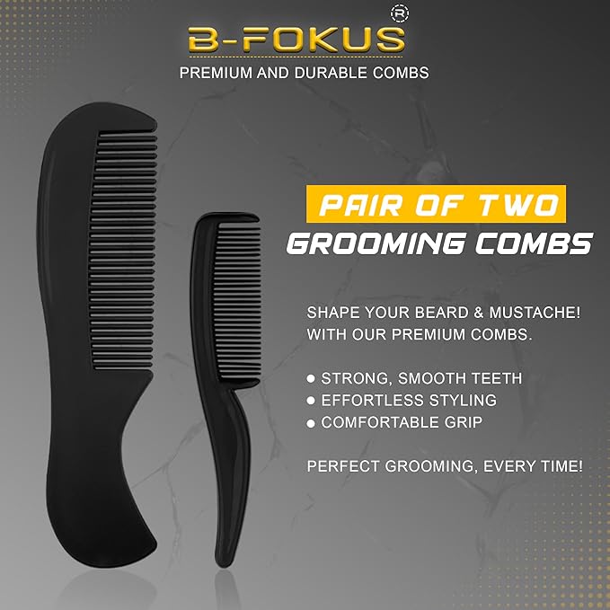 5” Professional Beard Mustache Scissors with 1 Beard Comb, 1 Mustache Comb, 1 Tweezers, 2 Stickers and Travel Pouch - Perfect Beard Scissor for All Facial Hair Scissors - Grooming Scissors