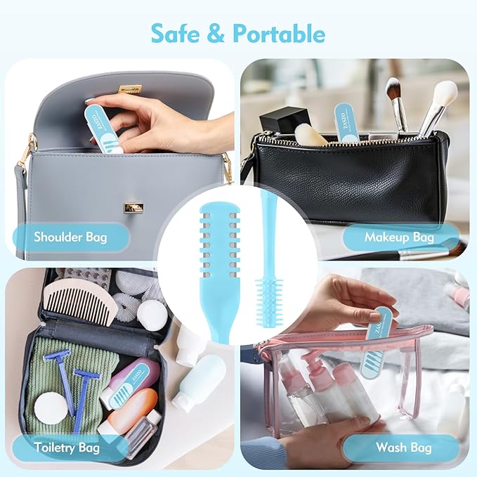 5Pcs 2-in-1 Nasal Hair Cutter, Double-Sided Nose Hair Trimmer Upgrade, 360° Rotating Manual Nose Trimmer Portable with Soft Cleaning Brush for Women and Men (Blue)