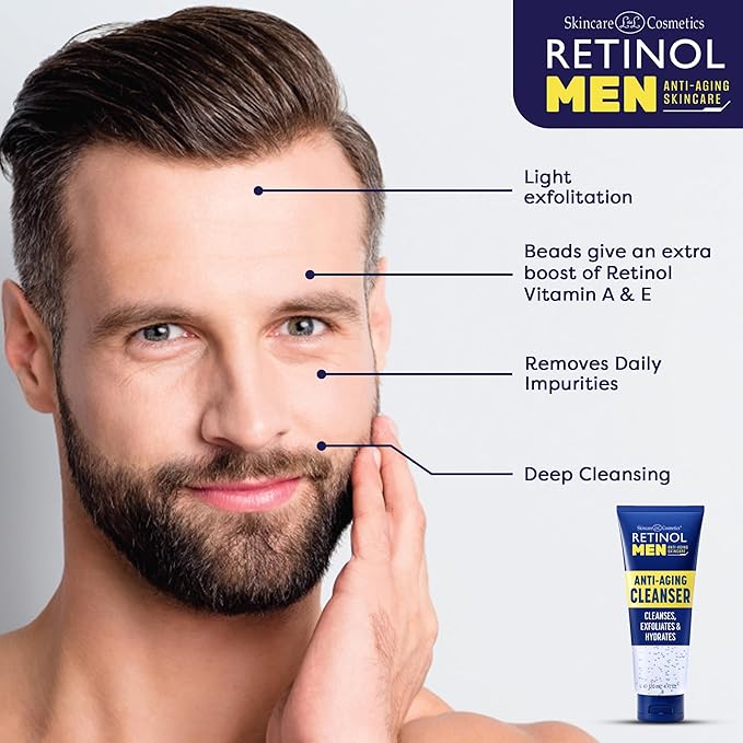 LIVAURA Retinol Men's Gel Cleanser - Gently exfoliates skin for improved texture and radiance and Removes impurities trapped in your pores