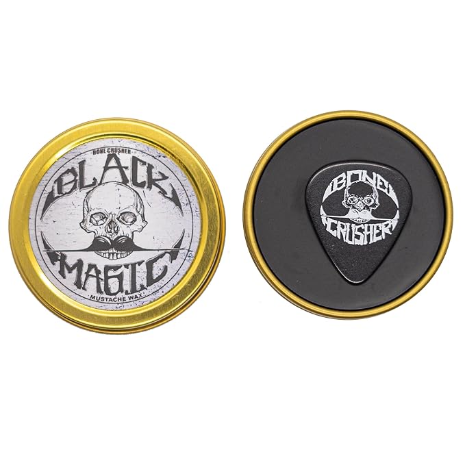 Black Mustache Wax | Black Magic Death Grip Moustache Wax | Hide Grey Hair In Beard Or Moustache | Extra Strong Hold Mustache Wax Unscented | 1 oz Tin Heat Source Required (Black Magic Bone Crusher)