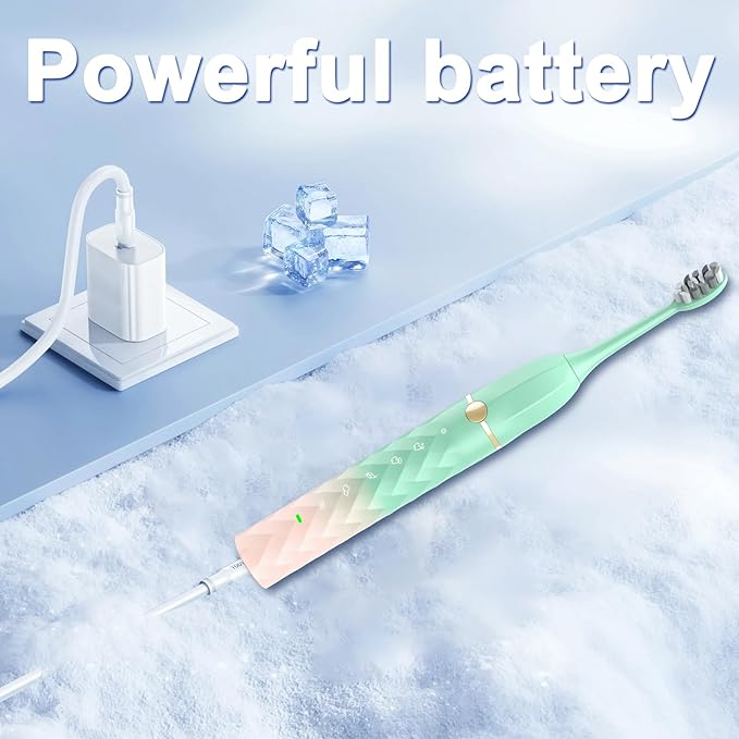 Electric Toothbrush Set, Equipped with 10 Brush Heads and Travel case, IPX8 Waterproof, 2-Minute Timer, 42000 high-Frequency Vibrations, 5 Modes, The First Choice for Gift Giving