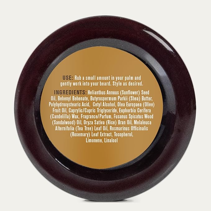 Every Man Jack Beard Styling Balm - Light Sandalwood Scent - Moisturize, Strengthen, and Style Your Beard - Medium Hold - Made w/Naturally Derived Ingredients like Candelilla Wax and Shea Butter - 2oz