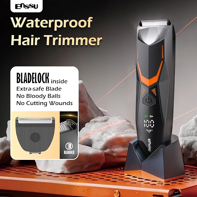Manscape Body Hair Trimmer for Men with LED Light for Balls/Pubic/Groin/Legs/Chest, IPX7 Waterproof Body Groomer with Ceramic Blade, Fast Charging Shaver for Wet or Dry Use