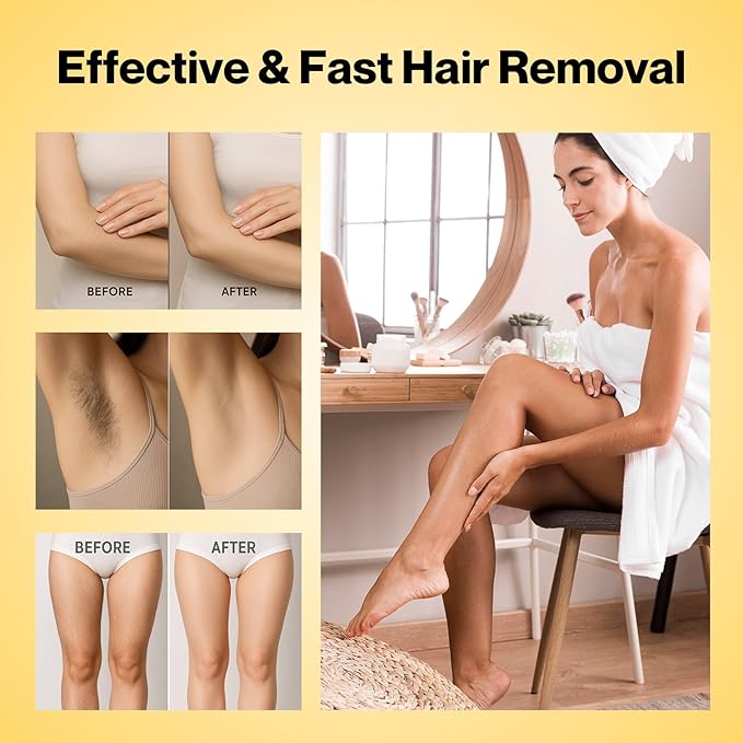 Roll on Wax Kit for Hair Removal at Home Roller Waxing Depilatory for Women Men Honey Soft Wax Kit for Coarse & Thick Hair with Warmer and Strips