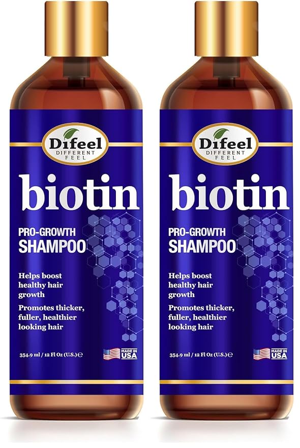 Difeel Pro-Growth Biotin Shampoo 12 oz. - Shampoo for Thinning Hair and Hair Loss, Paraben-Free Shampoo with Biotin for Hair Growth (Pack of 2)