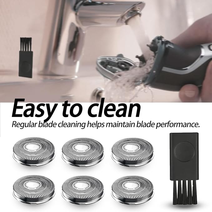 6 Pack SH30/HQ8 Replacment Blades for Aquatec PTxxx, ATxxx Series Razors, Dual-Layer Shaver Heads for Close and Smooth Shave