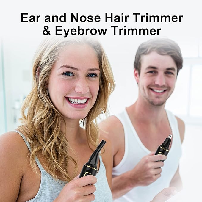 Nose Hair Trimmers for Men,Rechargeable Hair Trimmer 2 in 1 Painless Multifunctional Ear and Nose Hair Trimmer with IPX7 Waterproof Dual Edge Blades (Black)