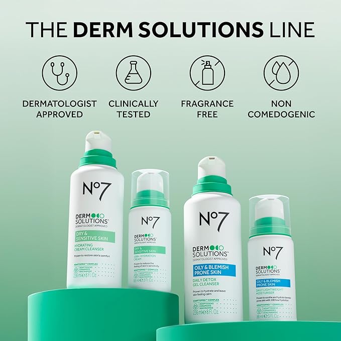 No7 Derm Solutions Daily Face Moisturizer - Hydrating Lotion Formulated with Ceramides & Niacinamide to Help Maintain Moisture Barrier - For Oily & Blemish-Prone Skin (3 Fl Oz)