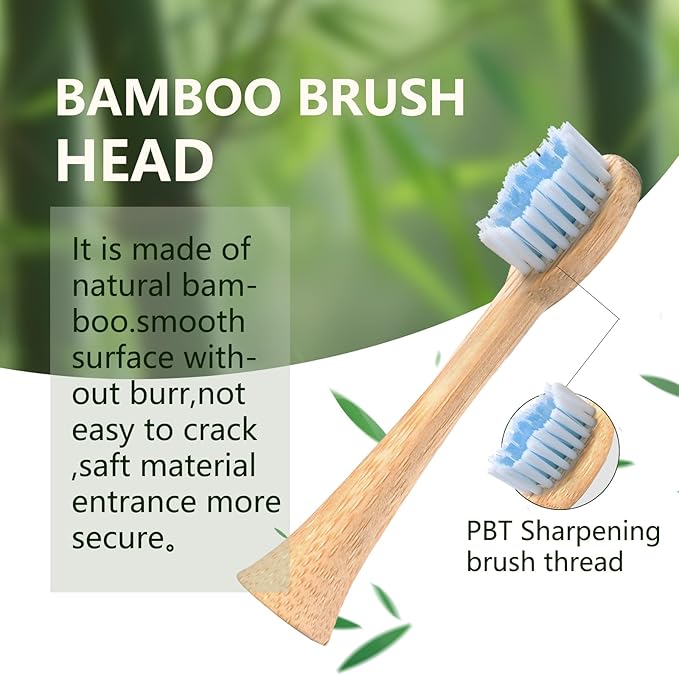 Sonic Electric Bamboo Toothbrush for Adults -5 Adjustable Cleaning Modes -Includes 2 Bamboo Heads with Castor Oil Bristles - Upgraded IPX7 Waterprood -Convenient Charging & Travel Case