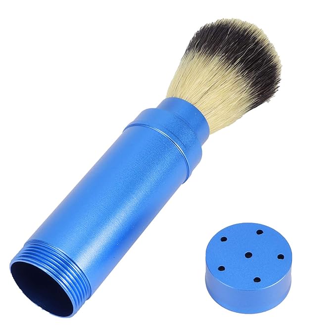 Foaming Shaving Brush, Men Portable Beard Brush Blue Aluminum Travel Facial Cleaning Shaving Brushes Case Shaving Brush Grooming Bathroom Tool For Men Kids Salon Home