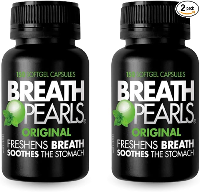 Breath Pearls Original Freshens Breath (150 softgels) New pack 150 counts x 2 Pack =(Total 300 Softgels)