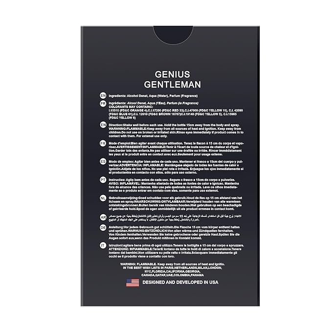 Hybrid & Company Genius Gentleman For Men Eau De Toilette Vaporisateur Natural Spray 3.4 Fl Oz